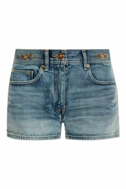 Versace NIEBIESKI Jeansowe szorty z efektem `vintage`