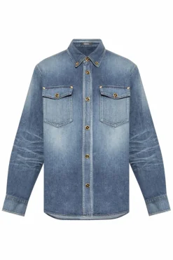 Versace NIEBIESKI Jeansowa koszula
