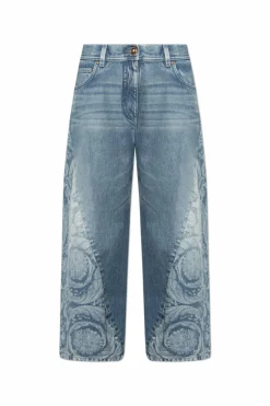 Versace NIEBIESKI Jeansy z motywem `Barocco`