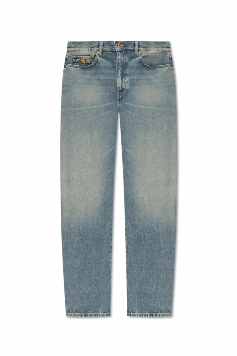 Versace NIEBIESKI Jeansy z efektem `vintage`