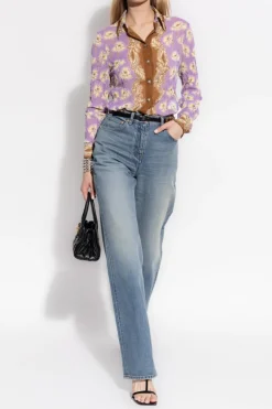Versace NIEBIESKI Jeansy z efektem `vintage`
