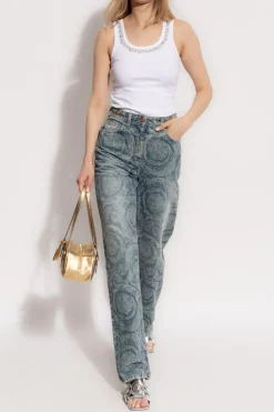 Versace NIEBIESKI Jeansy ze wzorem `Barocco`