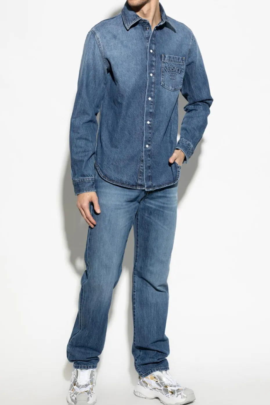 Versace NIEBIESKI Jeansy o prostym kroju