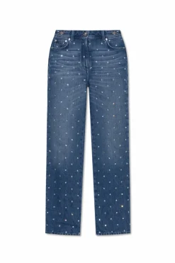 Versace NIEBIESKI Jeansy z połyskującymi kryształami
