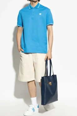 Versace NIEBIESKI Polo z charakterystyczną głową Meduzy