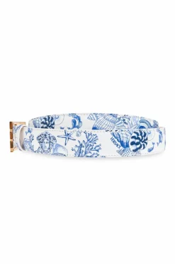 Versace NIEBIESKI Skórzany pasek z nadrukiem `Coral Theatre Allove`