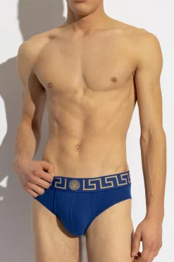 Versace NIEBIESKI Slipy z logo