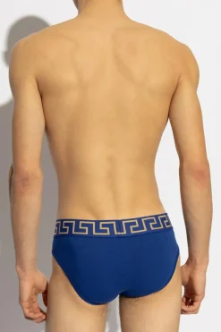 Versace NIEBIESKI Slipy z logo