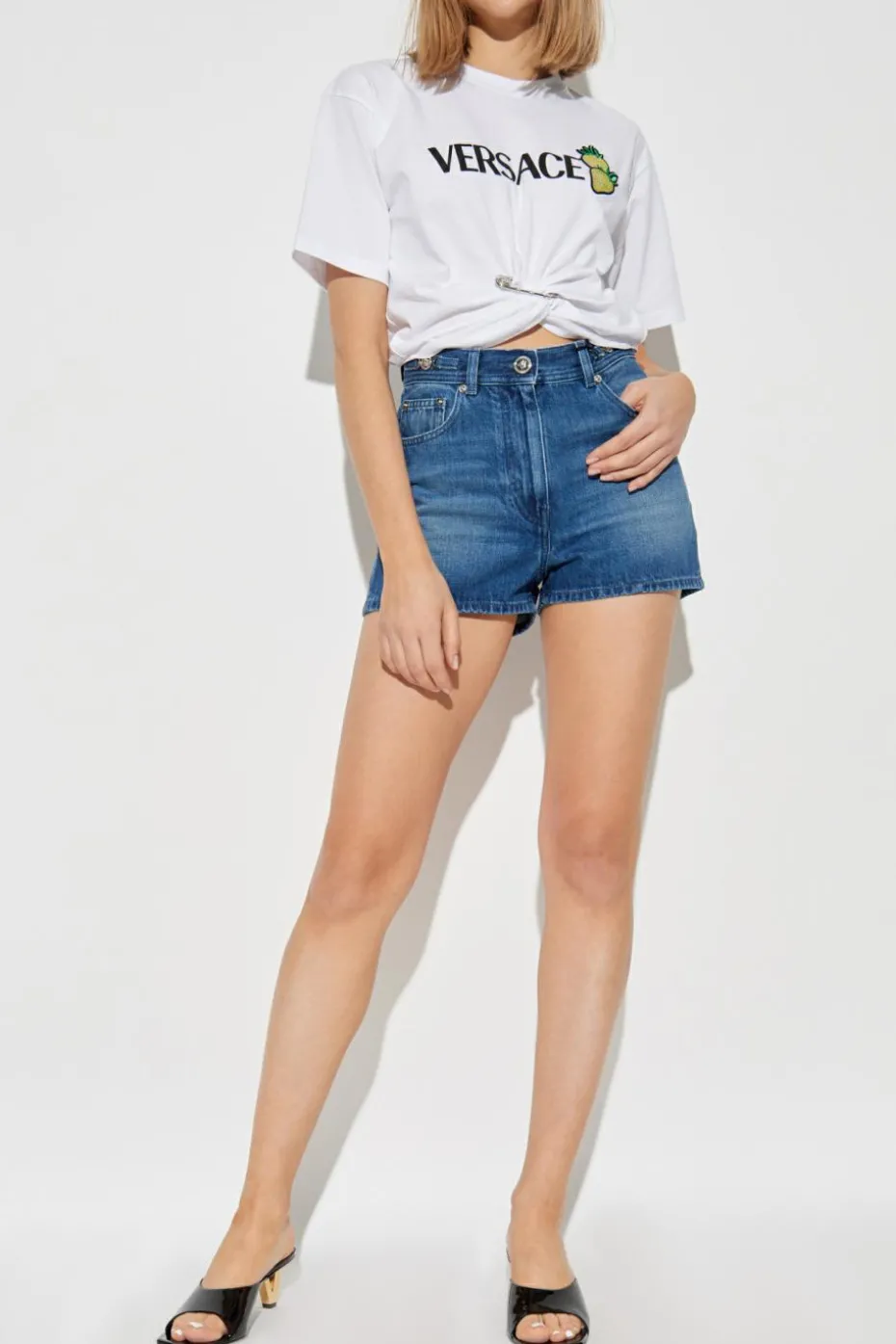 Versace NIEBIESKI Szorty jeansowe