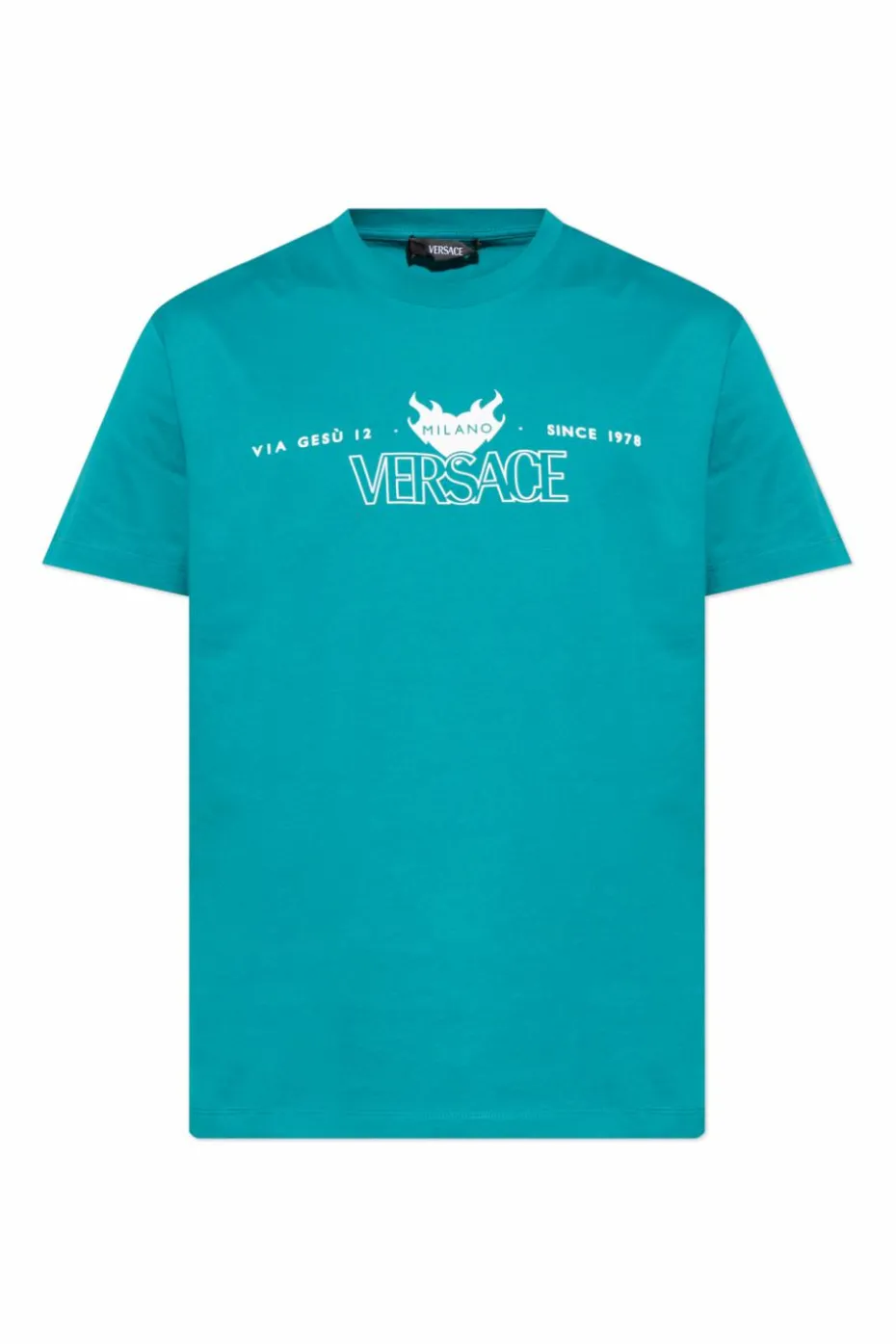 Versace NIEBIESKI T-shirt z nadrukowanym logo