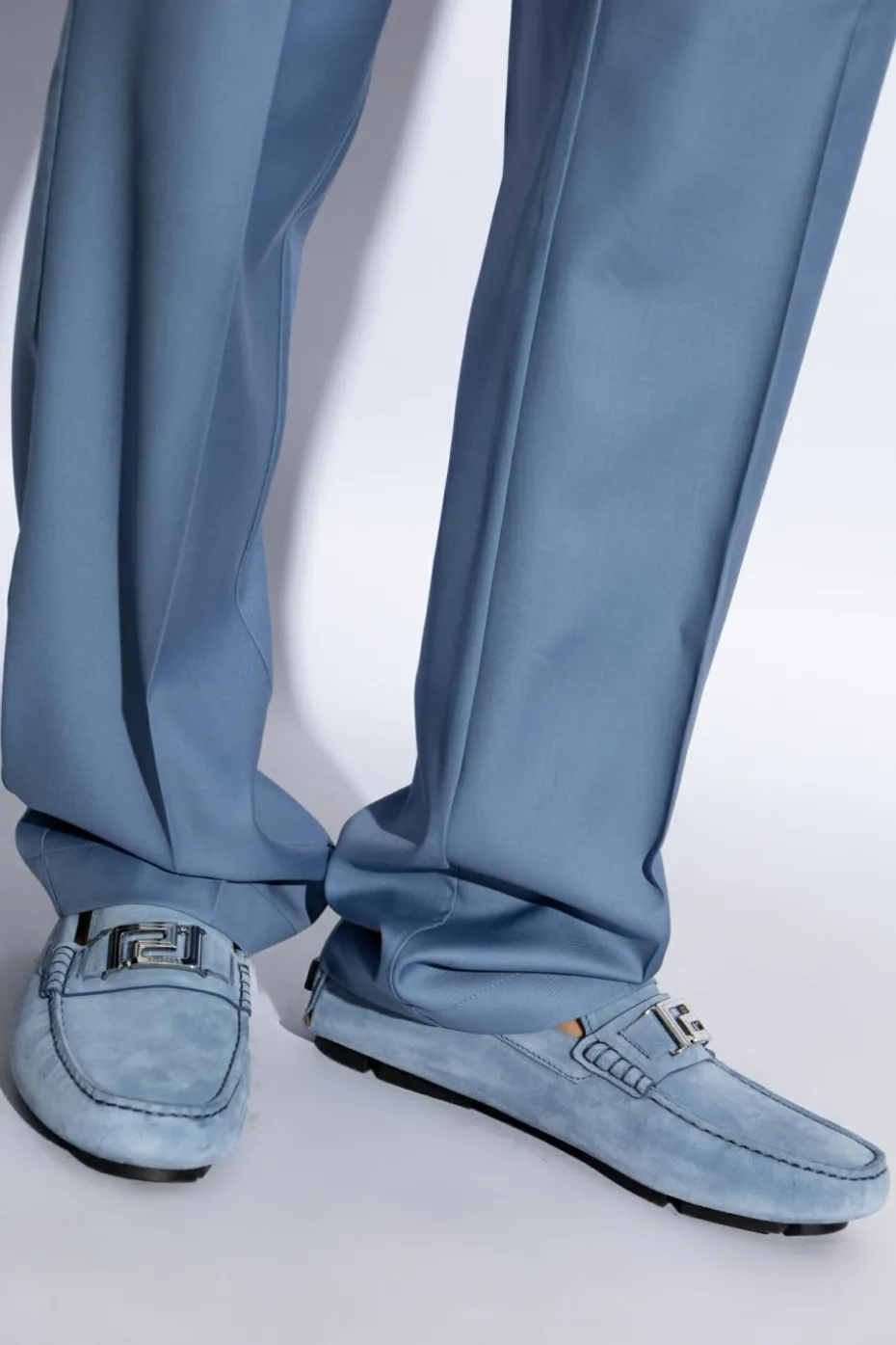 Versace NIEBIESKI Zamszowe mokasyny
