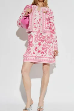 Versace RÓŻOWY Kardigan ze wzorem `Barocco`