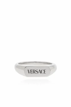 Versace SREBRNY Pierścień z logo