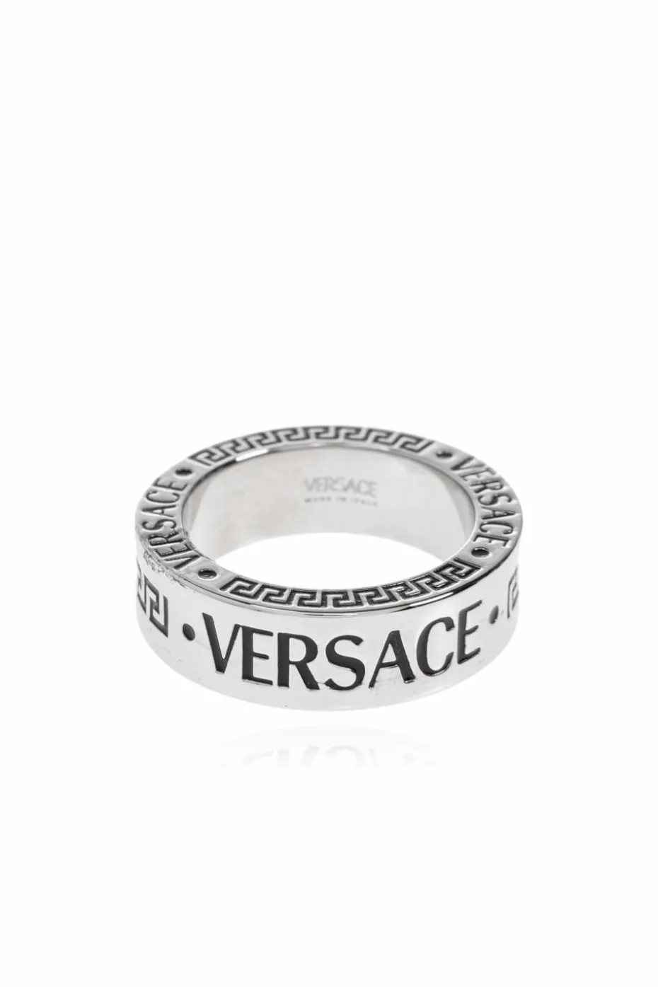 Versace SREBRNY Pierścień z wygrawerowanym logo
