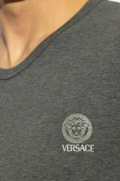 Versace SZARY Bawełniany t-shirt bieliźniany