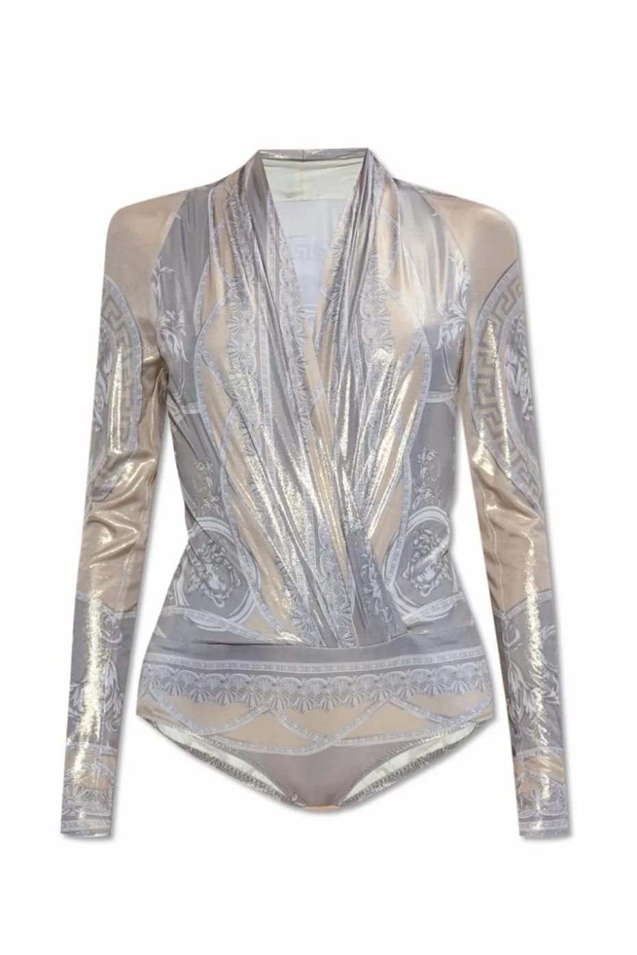 Versace SZARY Body z głębokim dekoltem