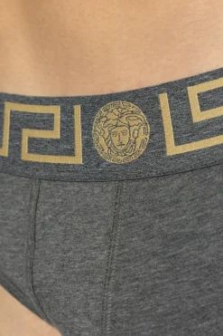 Versace SZARY Slipy z logo