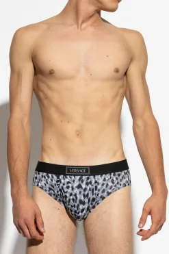 Versace SZARY Slipy z motywem zwierzęcym