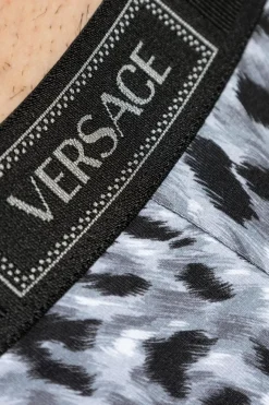 Versace SZARY Slipy z motywem zwierzęcym