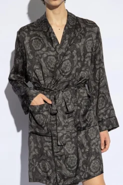 Versace SZARY Szlafrok ze wzorem ‘Barocco’