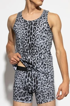 Versace SZARY Top z motywem zwierzęcym