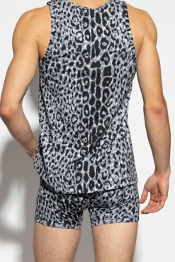 Versace SZARY Top z motywem zwierzęcym
