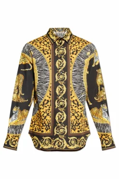 Versace ŻÓŁTY Bawełniana koszula