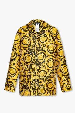 Versace ŻÓŁTY Jedwabna góra od piżamy