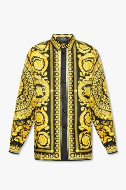 Versace ŻÓŁTY Jedwabna koszula