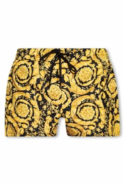 Versace ŻÓŁTY Szorty kąpielowe z motywem barokowym