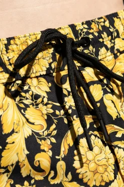 Versace ŻÓŁTY Szorty kąpielowe z motywem barokowym