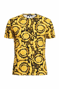 Versace ŻÓŁTY T-shirt bieliźniany z nadrukiem `Barocco`