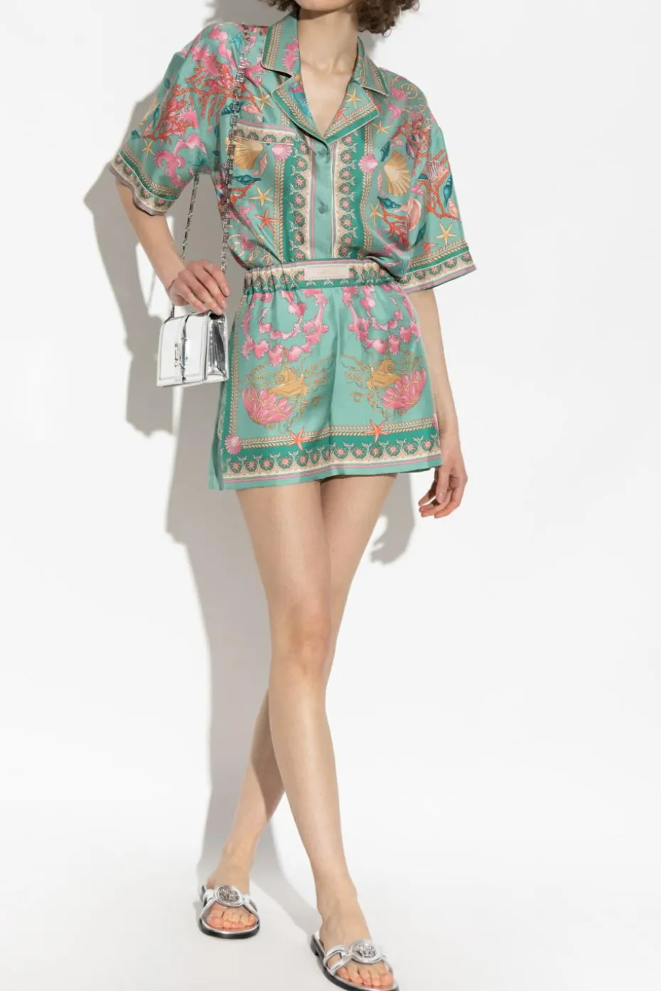 Versace ZIELONY Jedwabna koszula