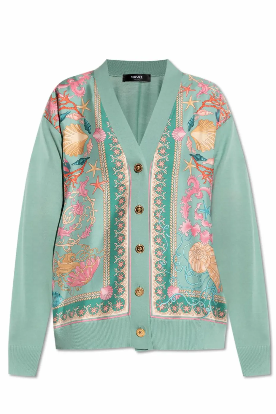 Versace ZIELONY Kardigan z łączonych materiałów