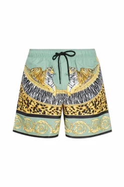 Versace ZIELONY Szorty kąpielowe z nadrukiem