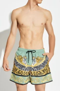 Versace ZIELONY Szorty kąpielowe z nadrukiem
