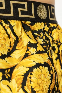Versace ZŁOTY Jedwabne szorty bieliźniane z nadrukiem `Barocco`