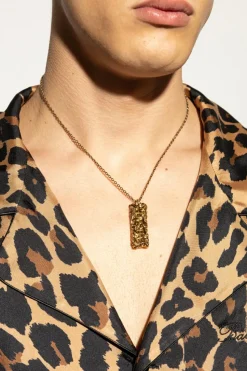 Versace ZŁOTY Naszyjnik z zawieszką z logo