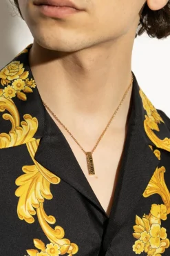 Versace ZŁOTY Naszyjnik z zawieszką z logo