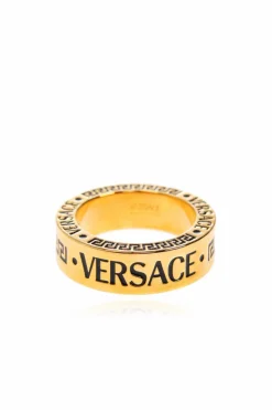 Versace ZŁOTY Pierścień z wygrawerowanym logo