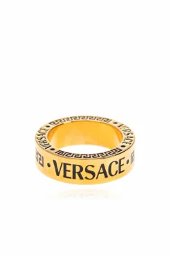 Versace ZŁOTY Pierścień z wygrawerowanym logo