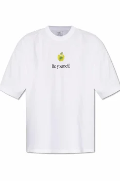 VETEMENTS BIAŁY T-shirt z nadrukiem