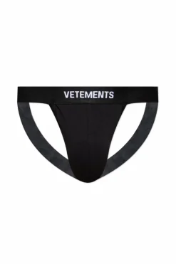 VETEMENTS CZARNY Jockstrapy z logo