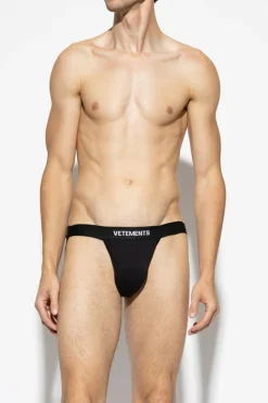 VETEMENTS CZARNY Jockstrapy z logo