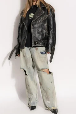 VETEMENTS CZARNY Kurtka skórzana