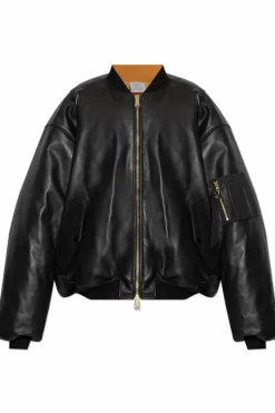 VETEMENTS CZARNY Skórzana kurtka