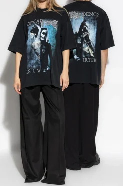 VETEMENTS CZARNY T-shirt typu `oversize`