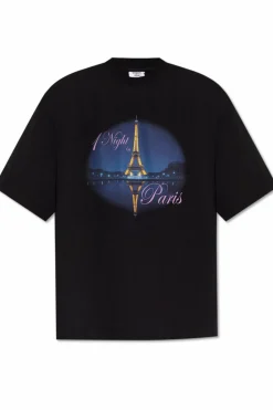 VETEMENTS CZARNY T-shirt z nadrukiem