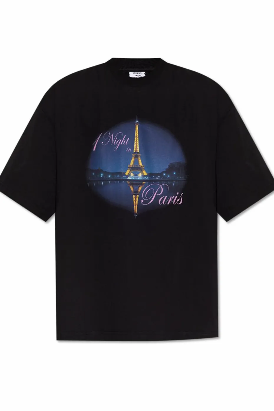 VETEMENTS CZARNY T-shirt z nadrukiem