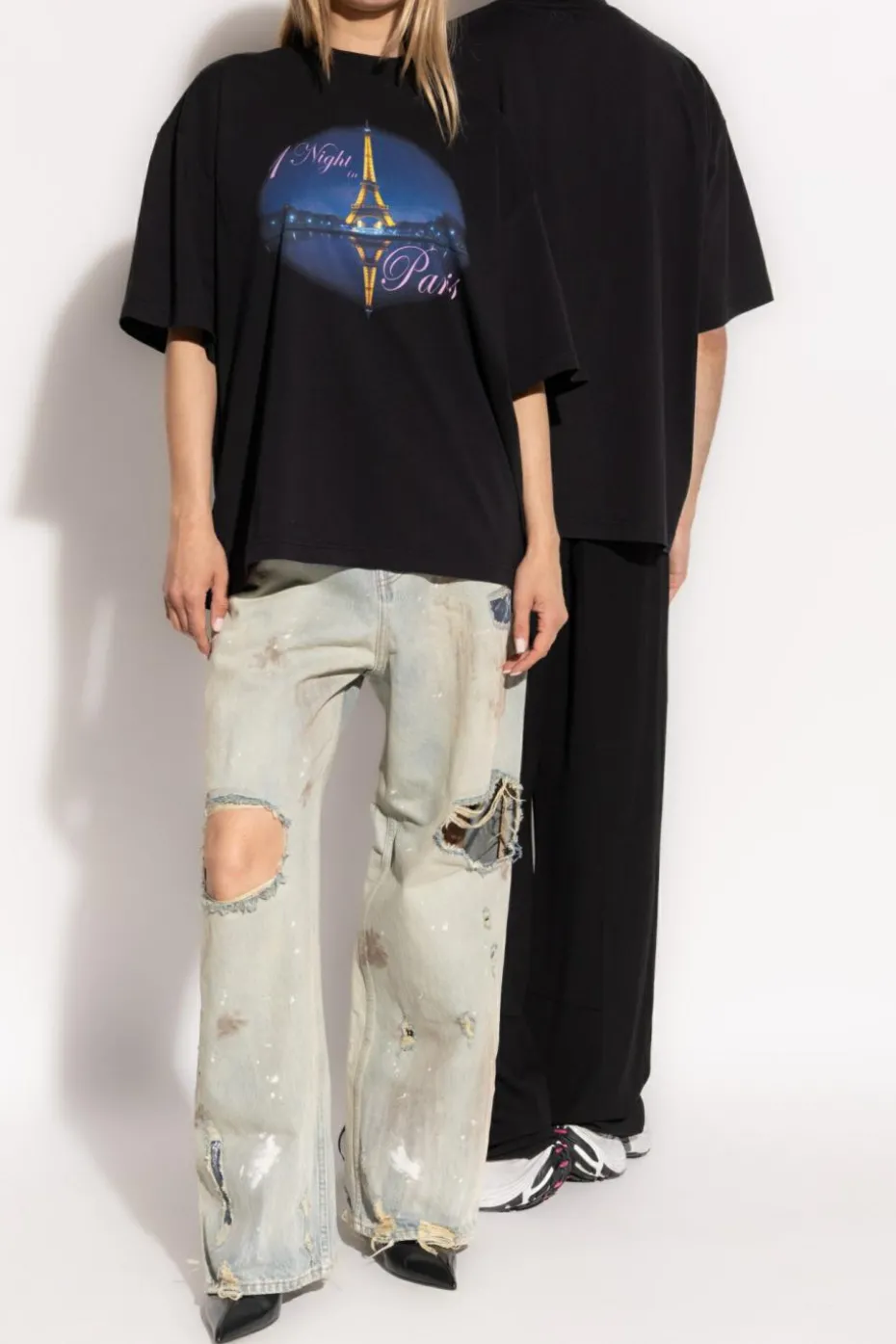 VETEMENTS CZARNY T-shirt z nadrukiem